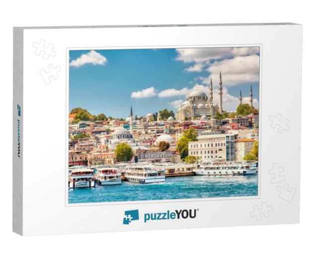 Touristic Sightseeing Ships in Golden Horn Bay of Istanbu... Jigsaw Puzzle