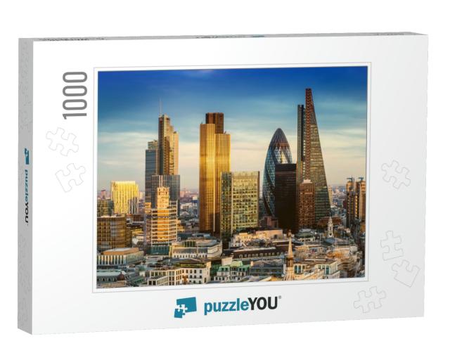 London, England - Business District with Famous Skyscrape... Jigsaw Puzzle with 1000 pieces