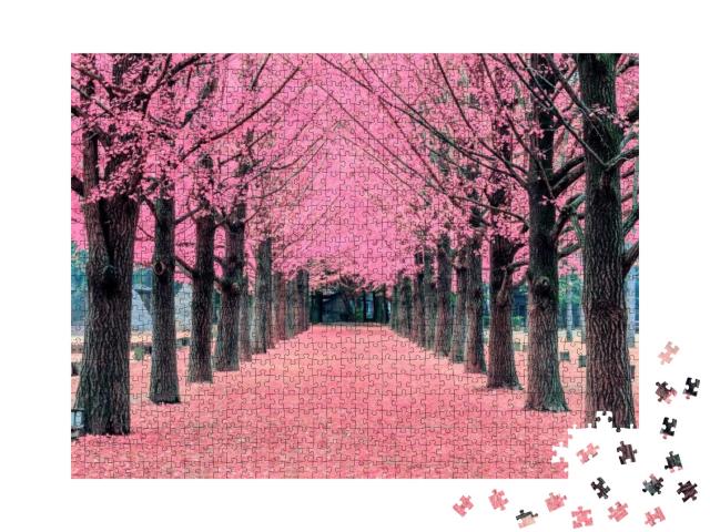 Pink Tree, Nami Island in Korea... Jigsaw Puzzle with 1000 pieces