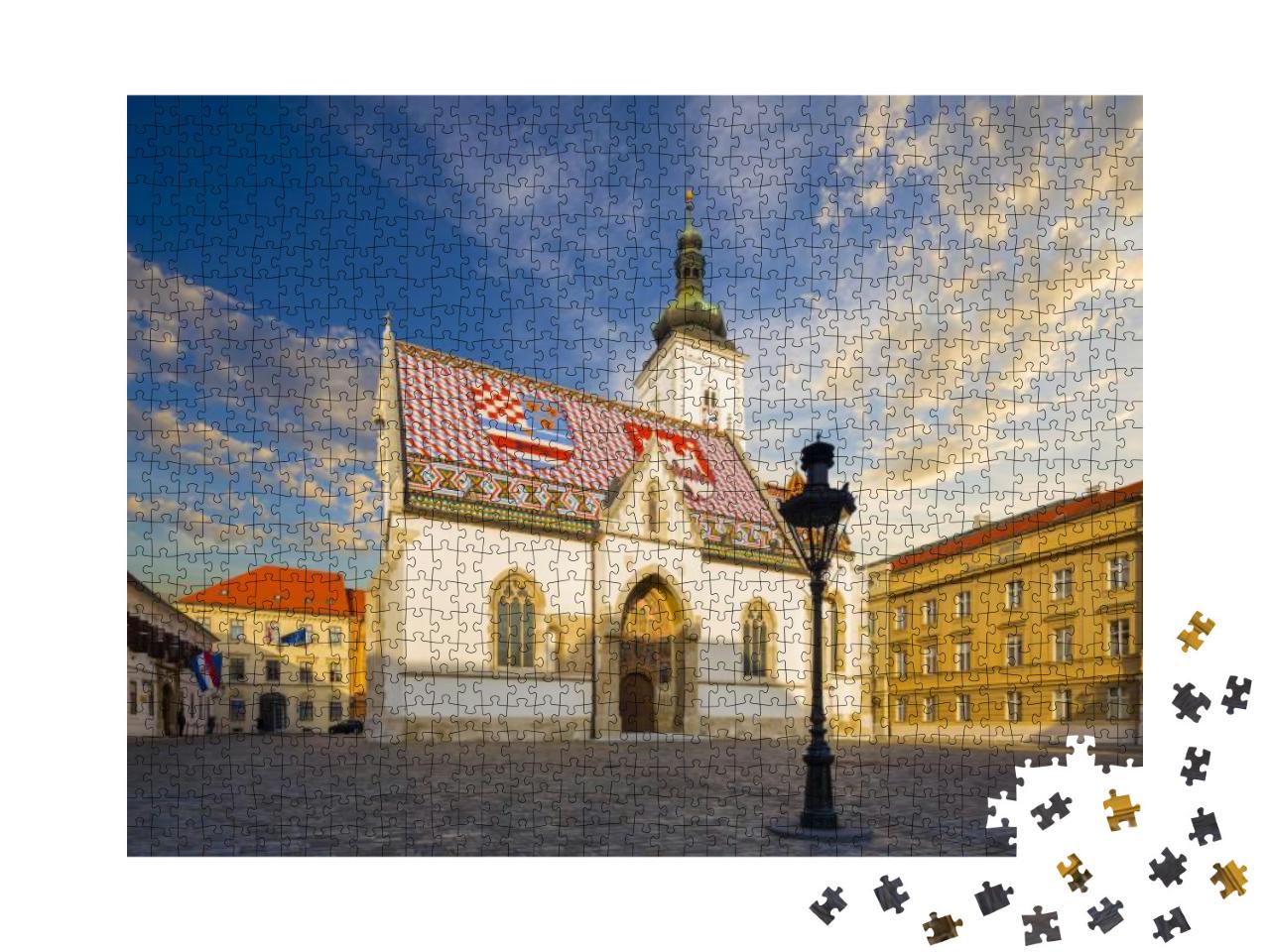 Church of St. Mark in St. Marks Square in Upper Town in Z... Jigsaw Puzzle with 1000 pieces