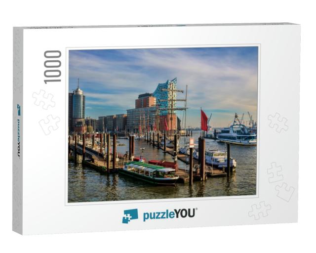 Ships & Boats in the Harbor of Hamburg, Germany... Jigsaw Puzzle with 1000 pieces
