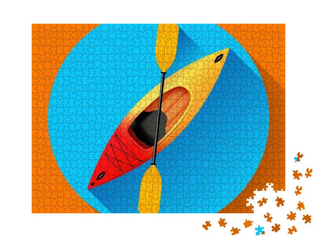 Kayak & Paddle Icon Vector. Outdoor Activities. Yellow Re... Jigsaw Puzzle with 1000 pieces