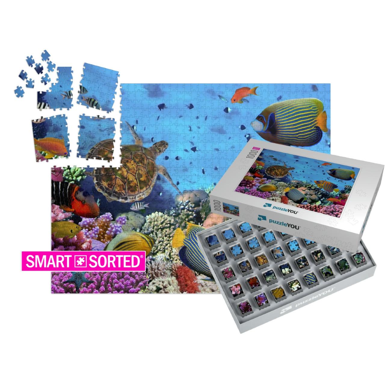 Colorful Coral Reef with Many Fishes & Sea Turtle... | SMART SORTED® | Jigsaw Puzzle with 1000 pieces