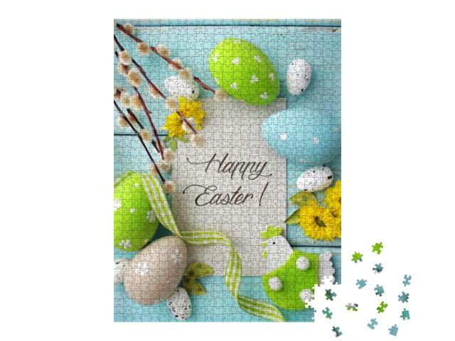 Colorful Easter Eggs & Spring Flowers... Jigsaw Puzzle with 1000 pieces