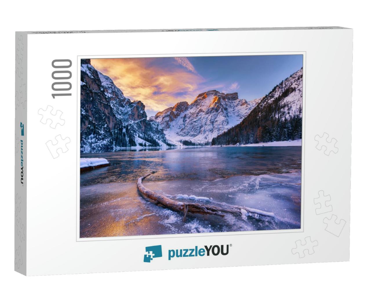 Winter Sunrise with Colorful Cloudscape Over Lago Di Brai... Jigsaw Puzzle with 1000 pieces