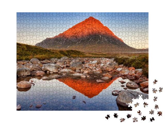 Autumn Sunrise At Buachaille Etive Mor, Perfectly Reflect... Jigsaw Puzzle with 1000 pieces