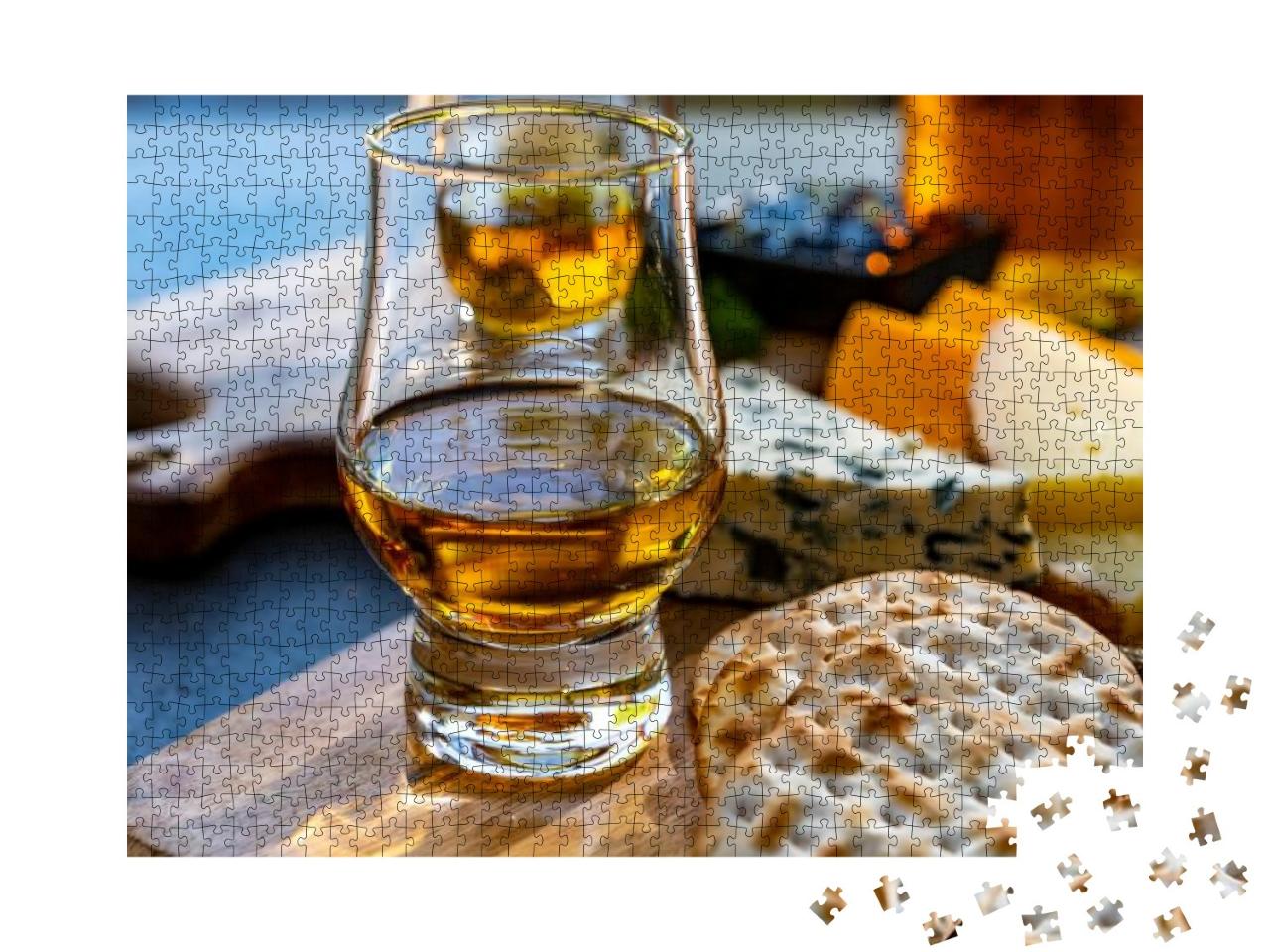 Whiskey & Cheese Pairing, Tasting Whisky Glasses & Plate... Jigsaw Puzzle with 1000 pieces