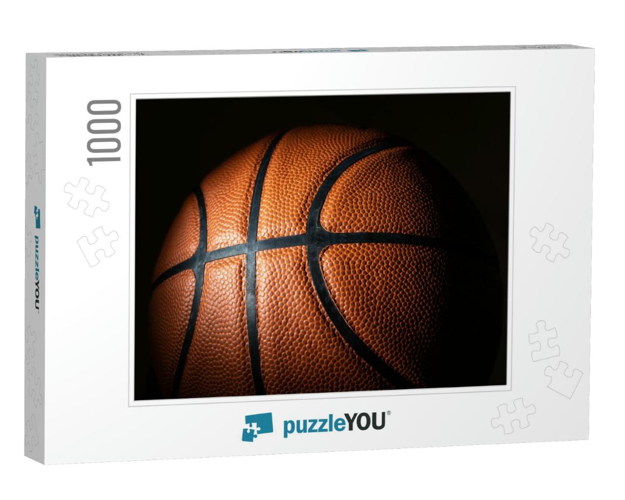 A Close-Up of a Leather Basketball on White... Jigsaw Puzzle with 1000 pieces