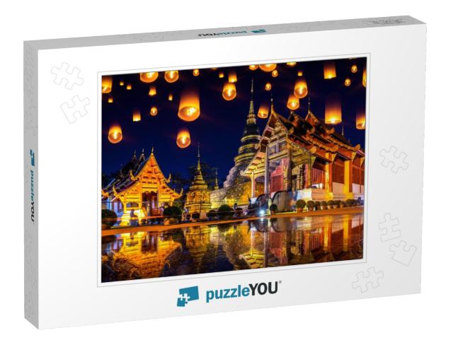 Yee Peng Festival & Sky Lanterns At Wat Phra Singh Temple... Jigsaw Puzzle