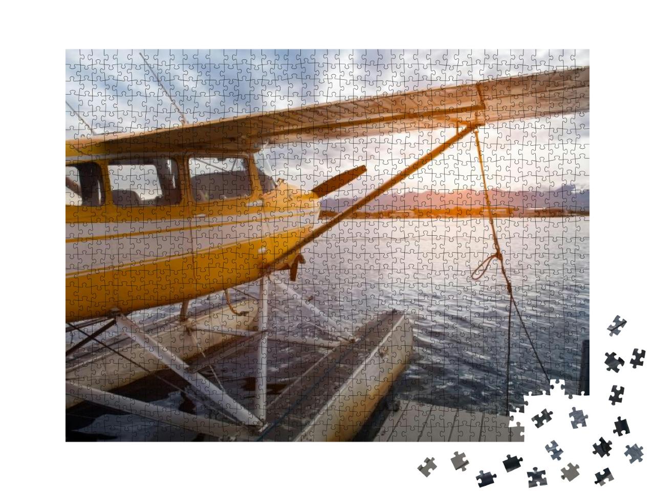 Private Hydroplane Aircraft Parked in Water Airport on th... Jigsaw Puzzle with 1000 pieces