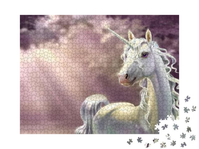 Unicorn in the Forest, Close-Up... Jigsaw Puzzle with 1000 pieces