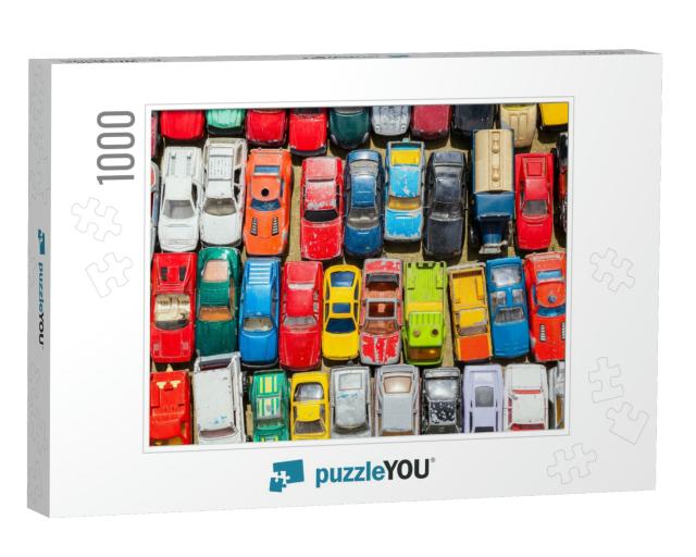 Overhead Photograph of Old Toy Cars... Jigsaw Puzzle with 1000 pieces