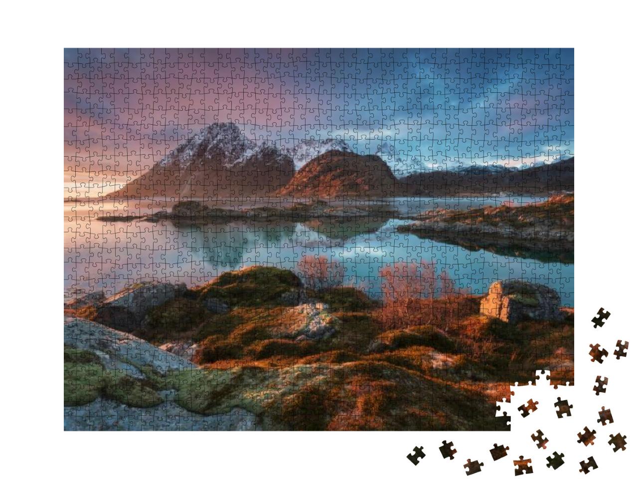 Sunset or Sunrise Panoramic View on Stunning Mountains in... Jigsaw Puzzle with 1000 pieces