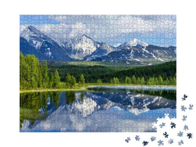 Wild Mountain Lake in the Altai Mountains, Summer Landsca... Jigsaw Puzzle with 1000 pieces