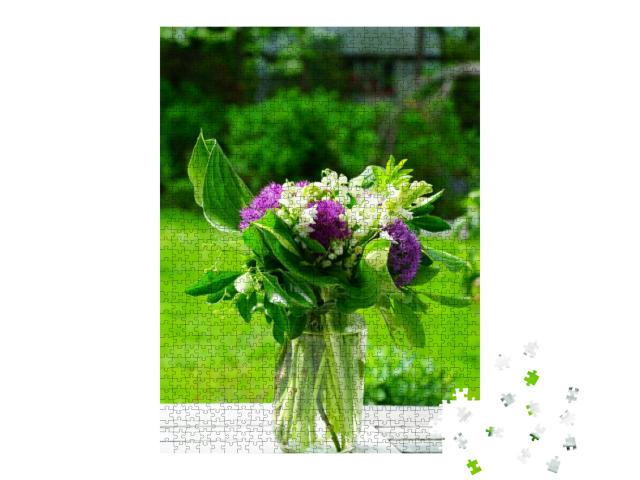 White & Purple Spring Floral Arrangement with Alliums, Li... Jigsaw Puzzle with 1000 pieces