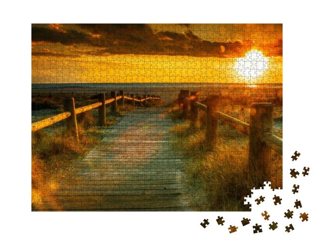 Sunset Beach-This Photo Made by Her Technic... Jigsaw Puzzle with 1000 pieces