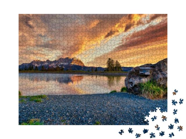 Wilder Kaiser Mountain Range Early in the Morning... Jigsaw Puzzle with 1000 pieces