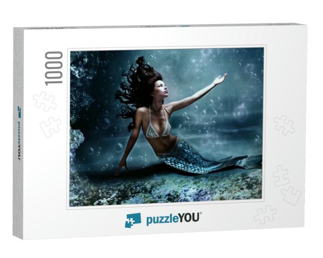 Mythology Being, Mermaid in Underwater Scene, Photo Compi... Jigsaw Puzzle with 1000 pieces