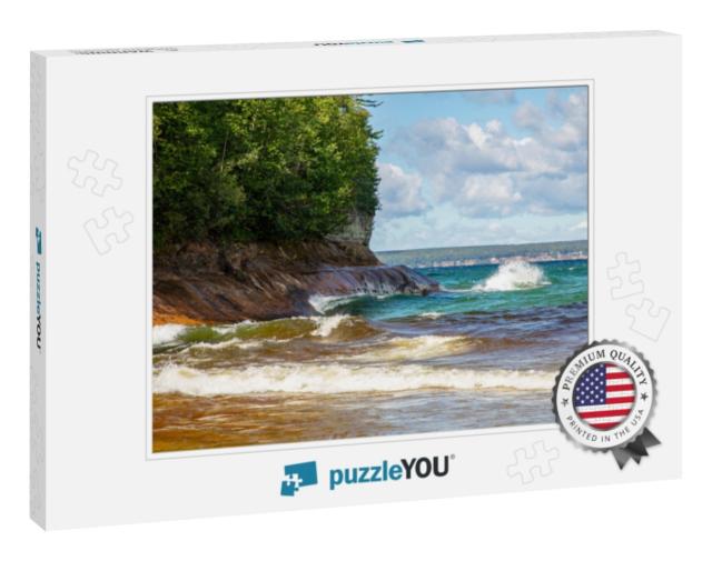 Upper Michigan Lake Superior Showing Beautiful Pictured Rock... Jigsaw Puzzle