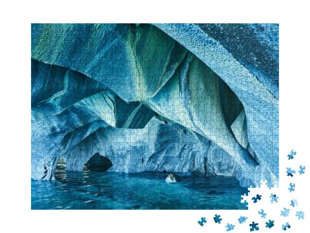 The Marble Caves of Patagonia, Chile. Turquoise Colors &... Jigsaw Puzzle with 1000 pieces
