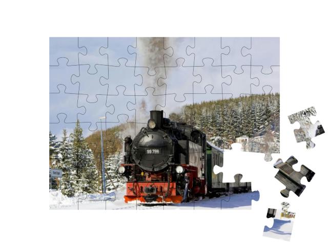 Steam Train, Oberwiesenthal - Cranzhal Fichtelbergbahn, G... Jigsaw Puzzle with 48 pieces