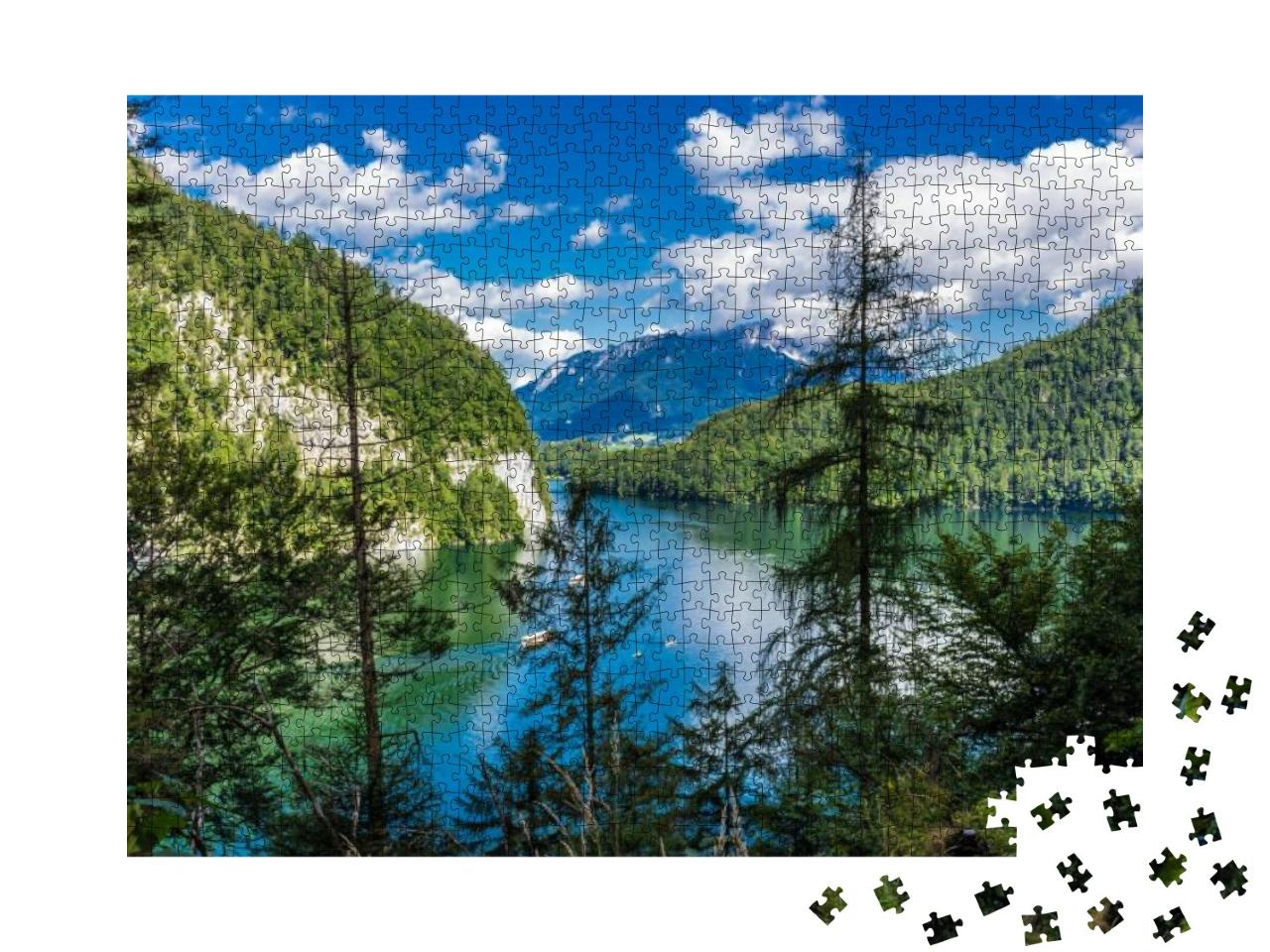 Konigssee Idyllic Alpine Lake in Berchtesgaden, Bavaria... Jigsaw Puzzle with 1000 pieces