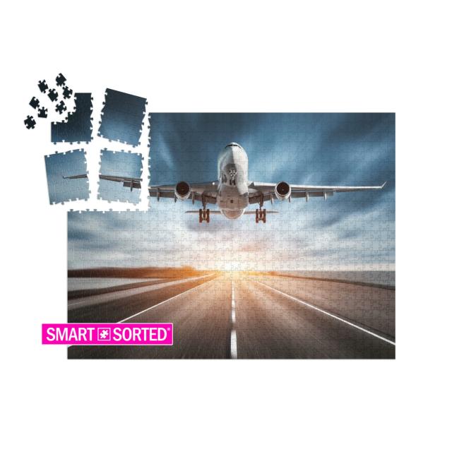 Airplane & Road with Motion Blur Effect At Sunset. Landsc... | SMART SORTED® | Jigsaw Puzzle with 1000 pieces