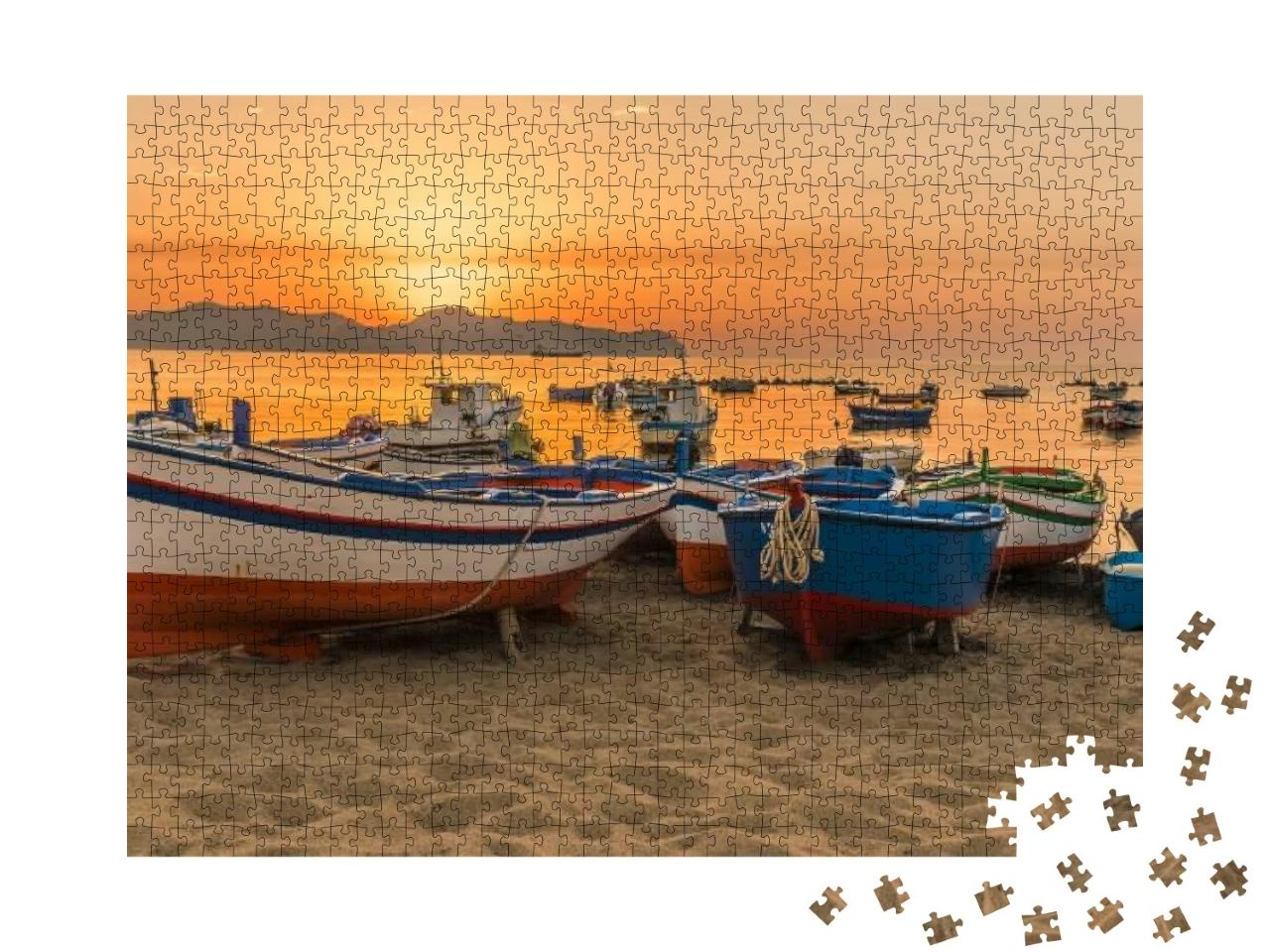 Colorful Fishing Boats Pulled Onto the Beach Aspra Sicily... Jigsaw Puzzle with 1000 pieces