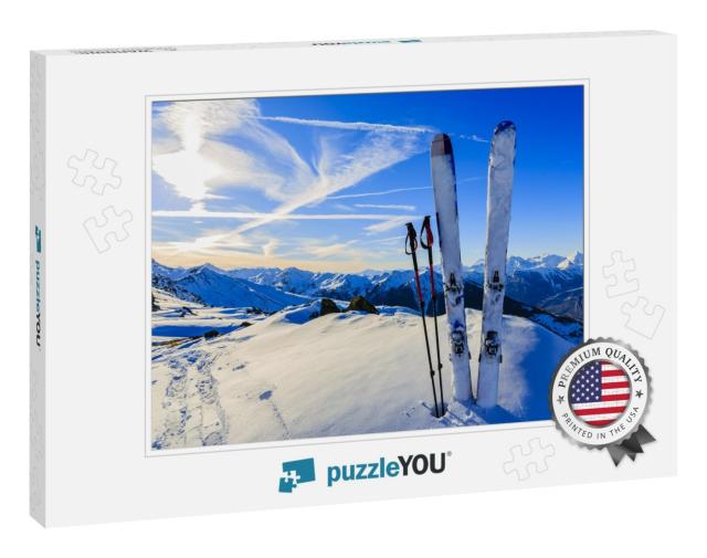 Ski in Winter Season, Mountains & Ski Touring Equipment o... Jigsaw Puzzle