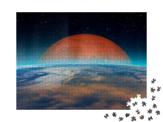 Big Bloody Red Moon- Lunar Eclipse Elements of This Image... Jigsaw Puzzle with 1000 pieces