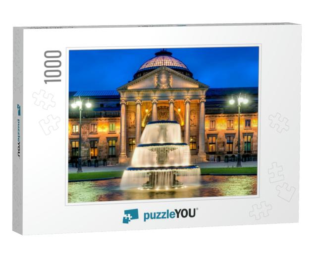 The Casino of Wiesbaden At Late Evening... Jigsaw Puzzle with 1000 pieces