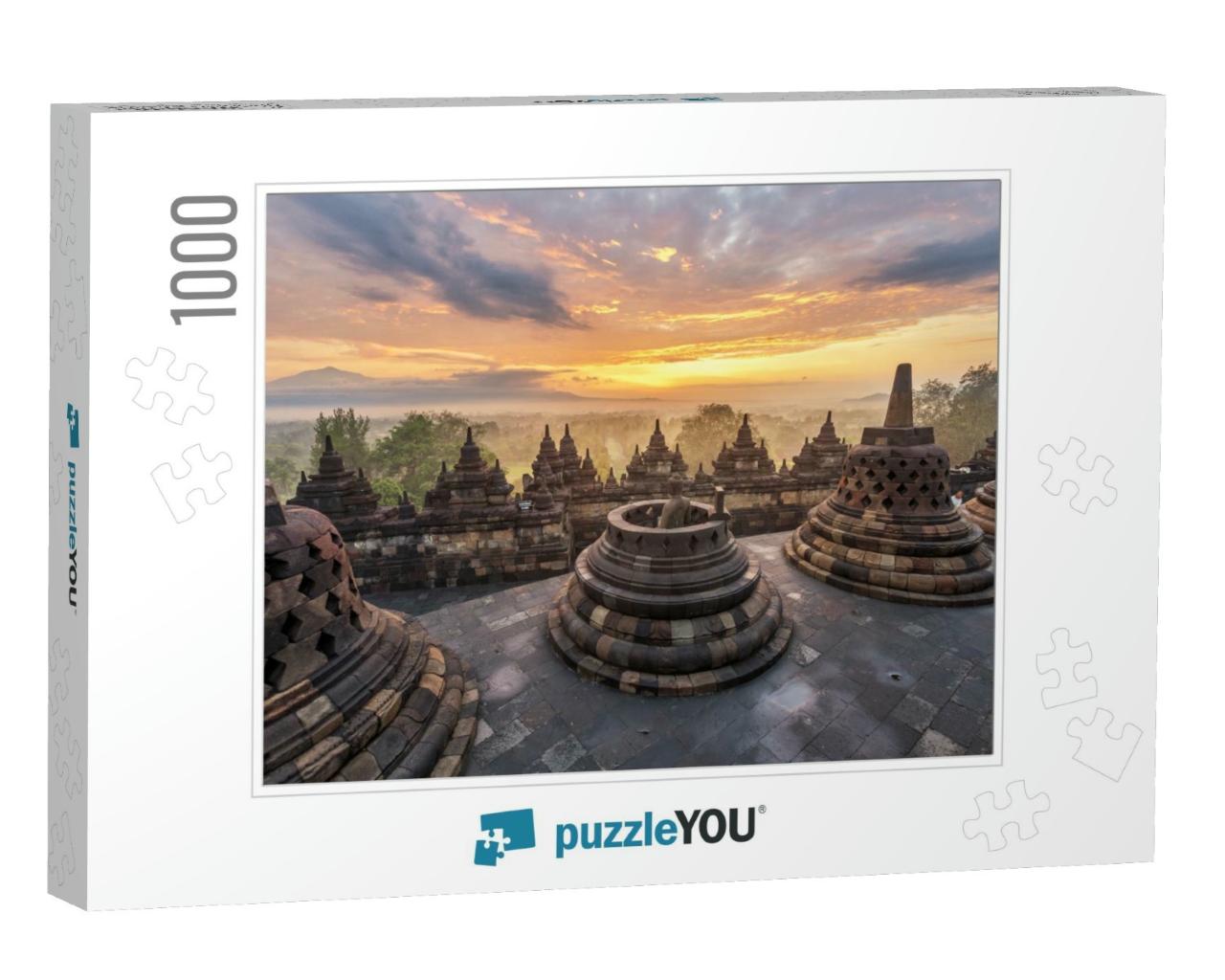 Dramatic & Colorful Sunrise Seen from the Borobudur... Jigsaw Puzzle with 1000 pieces