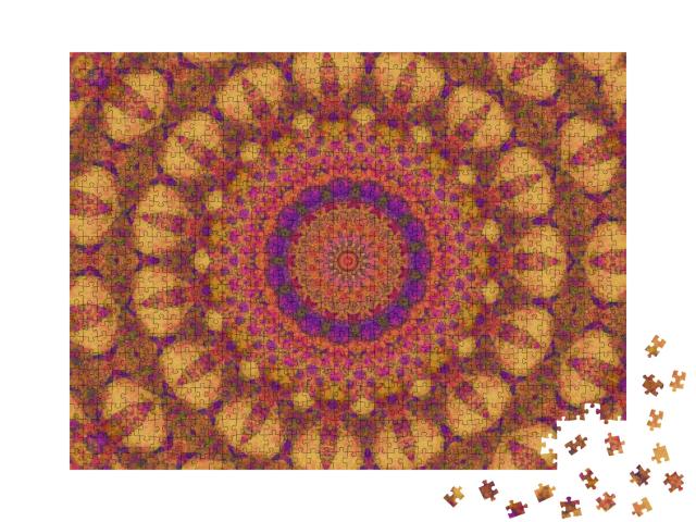 A Burnt Orange & Purple Floral Mandala Pattern Background... Jigsaw Puzzle with 1000 pieces
