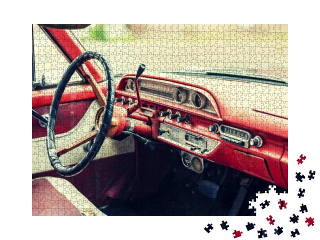 Faded Interior of a Classic American Car from the 1960s... Jigsaw Puzzle with 1000 pieces