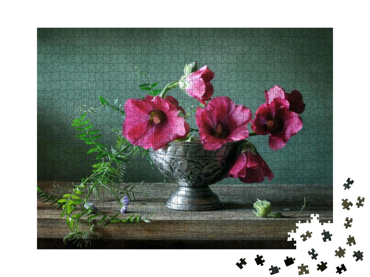 Still Life with a Bouquet of Mallows... Jigsaw Puzzle with 1000 pieces