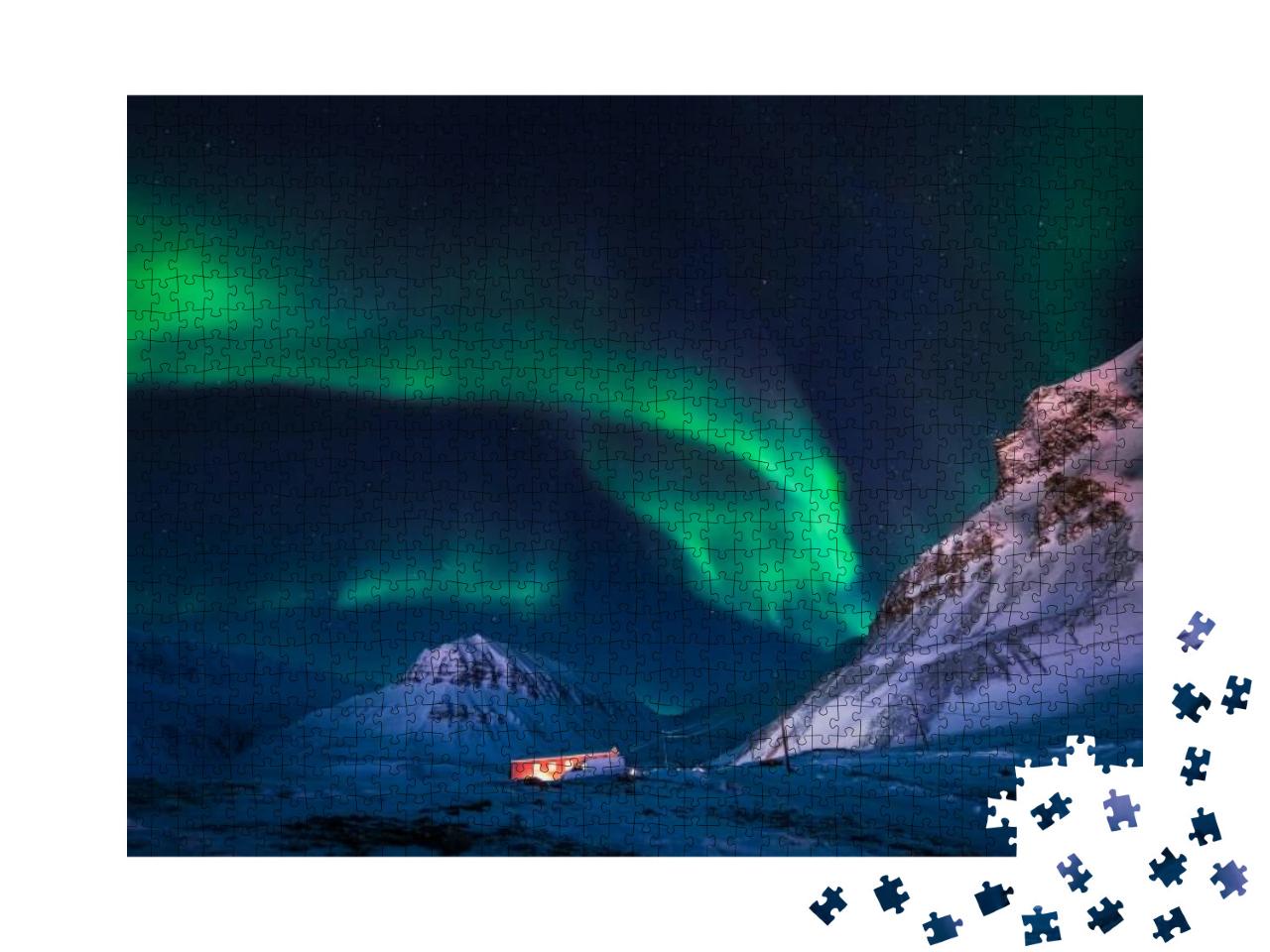 The Polar Northern Lights in the Mountains House of Svalb... Jigsaw Puzzle with 1000 pieces
