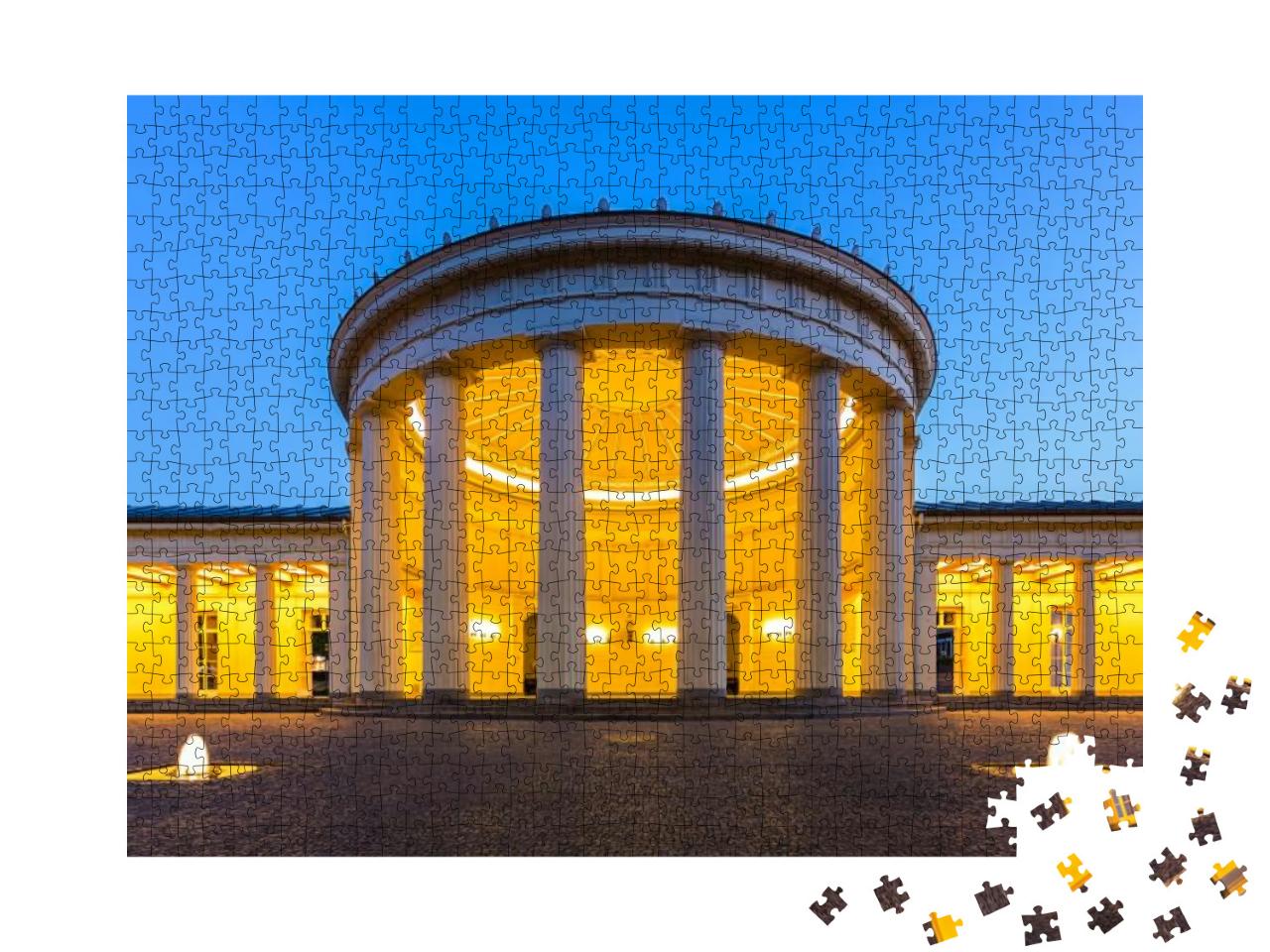 Elisenbrunnen Aachen Elise Fountain At Blue Hour in the K... Jigsaw Puzzle with 1000 pieces