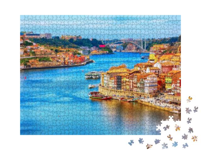 Porto, Portugal Old Town Ribeiro Aerial Promenade View wi... Jigsaw Puzzle with 1000 pieces