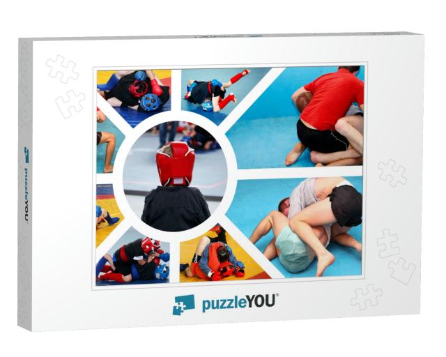Creative Sport Collage About Wrestling Competitions & Tra... Jigsaw Puzzle