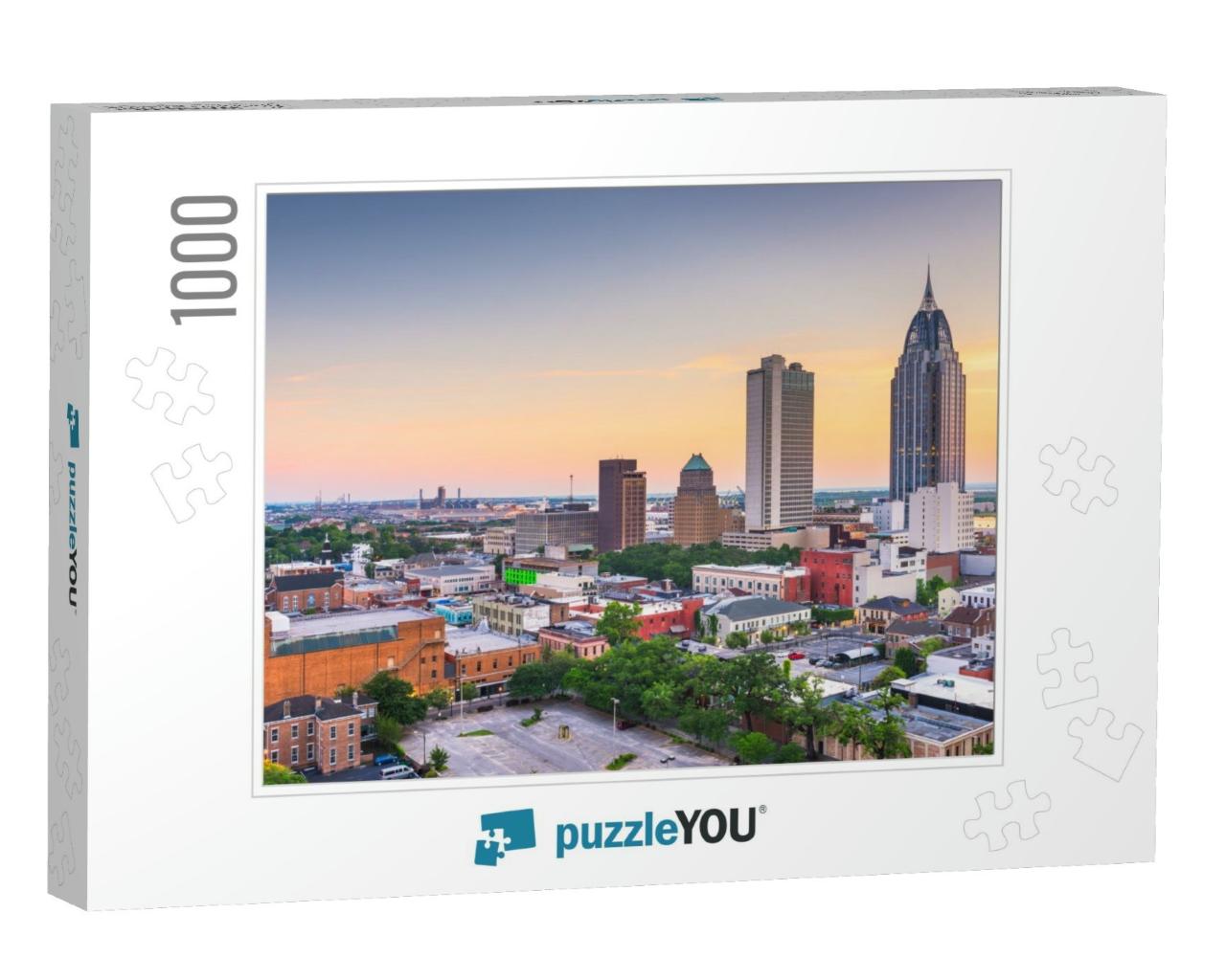 Mobile, Alabama, USA Downtown Skyline At Dusk... Jigsaw Puzzle with 1000 pieces