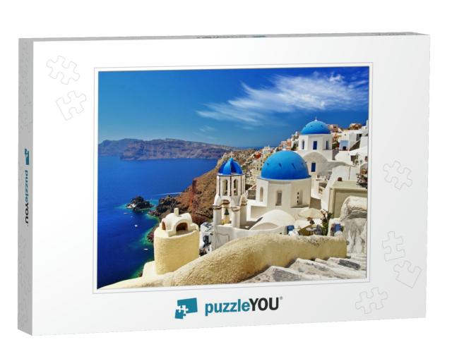 White-Blue Santorini - View of Caldera with Domes... Jigsaw Puzzle