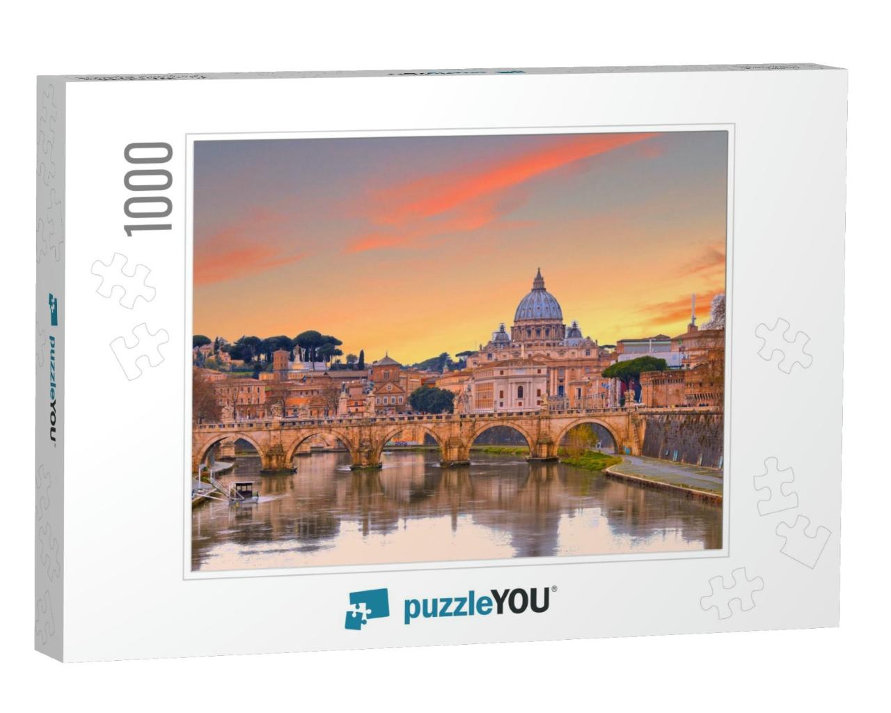 Cityscape & Panoramic View of Old Bridge with Warm Sunset... Jigsaw Puzzle with 1000 pieces