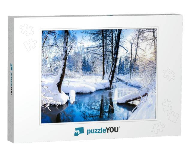 Winter Forest River Landscape in Snow Nature... Jigsaw Puzzle