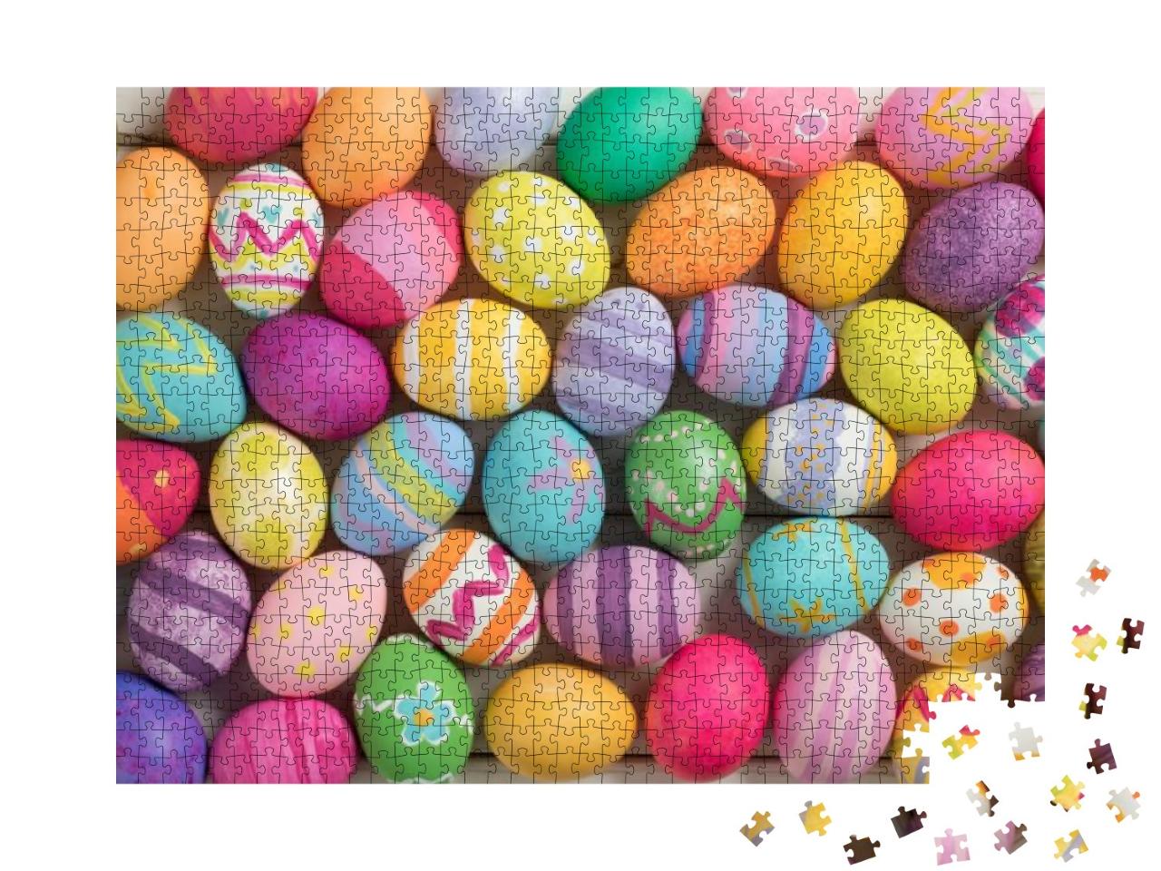Many Bright & Colorful Easter Eggs Filling the Background... Jigsaw Puzzle with 1000 pieces