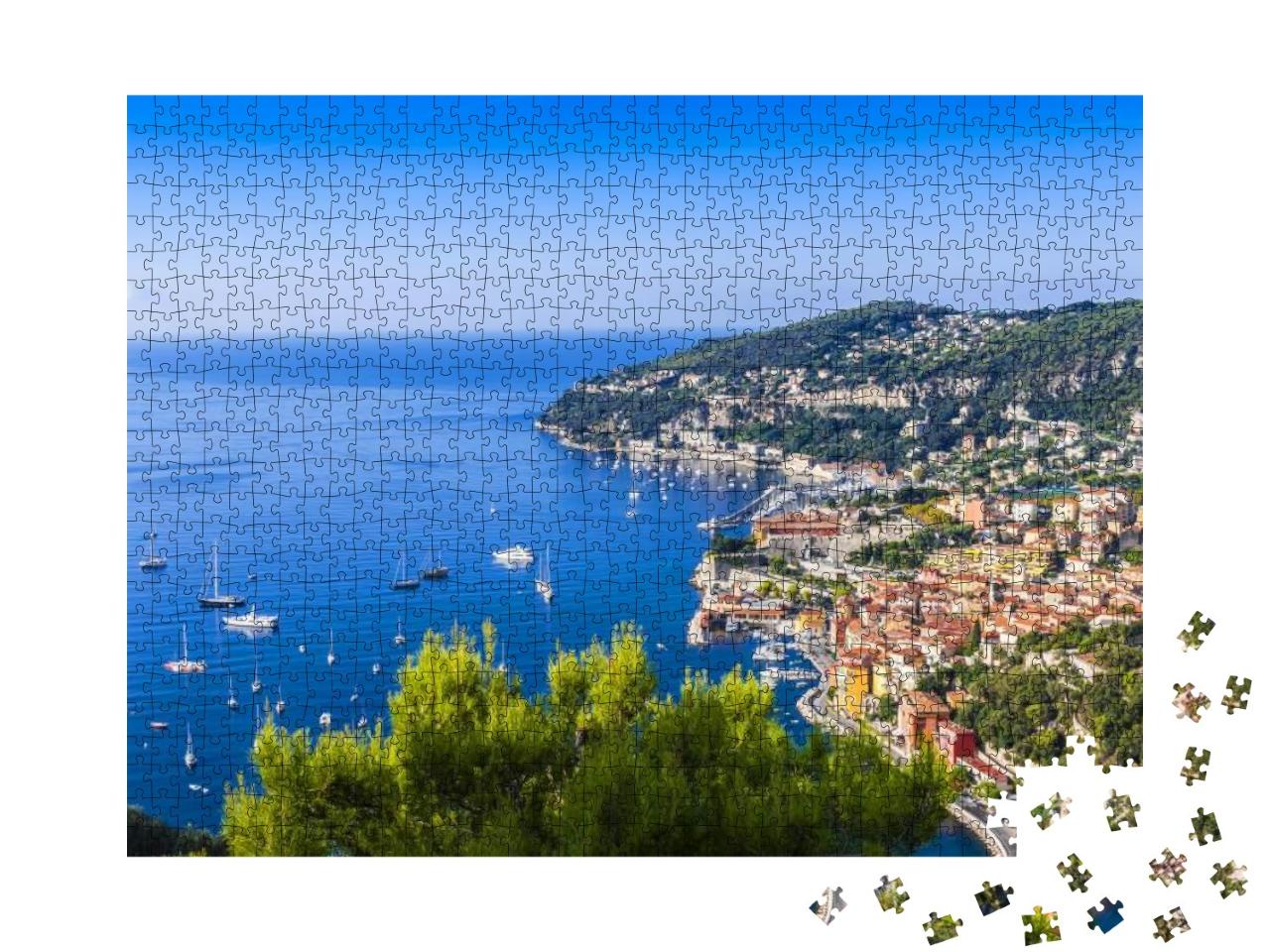 View of Mediterranean Luxury Resort & Bay with Yachts. Ni... Jigsaw Puzzle with 1000 pieces