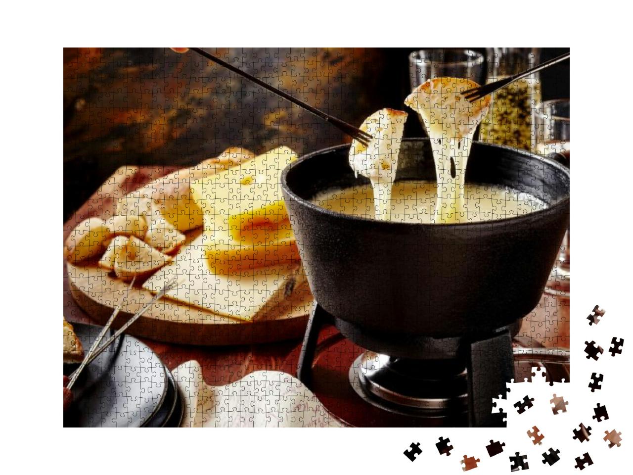 Gourmet Swiss Fondue Dinner on a Winter Evening with Asso... Jigsaw Puzzle with 1000 pieces