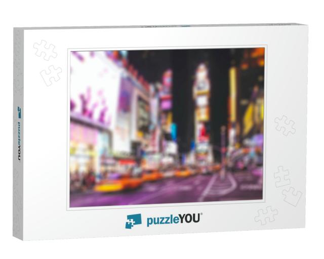 Blurred Background Time Square New York City At Night wit... Jigsaw Puzzle
