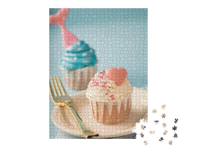 Pink Cupcake for Valentines Day Delicious Food Dessert wi... Jigsaw Puzzle with 1000 pieces