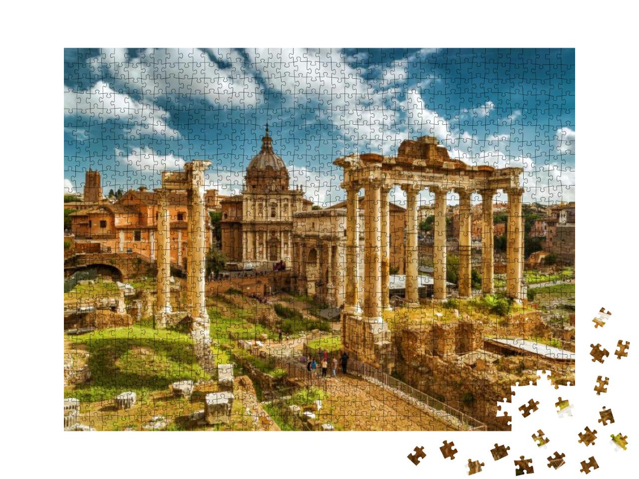 View of Roman Forum with Temple of Saturn, Rome, Italy. O... Jigsaw Puzzle with 1000 pieces