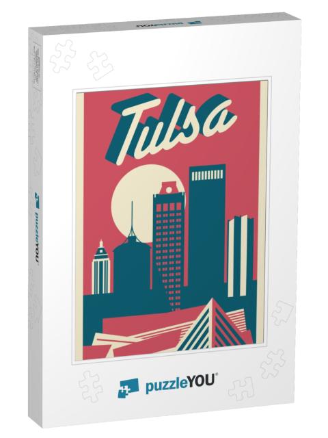 Tulsa Oklahoma USA Skyline Postcard... Jigsaw Puzzle